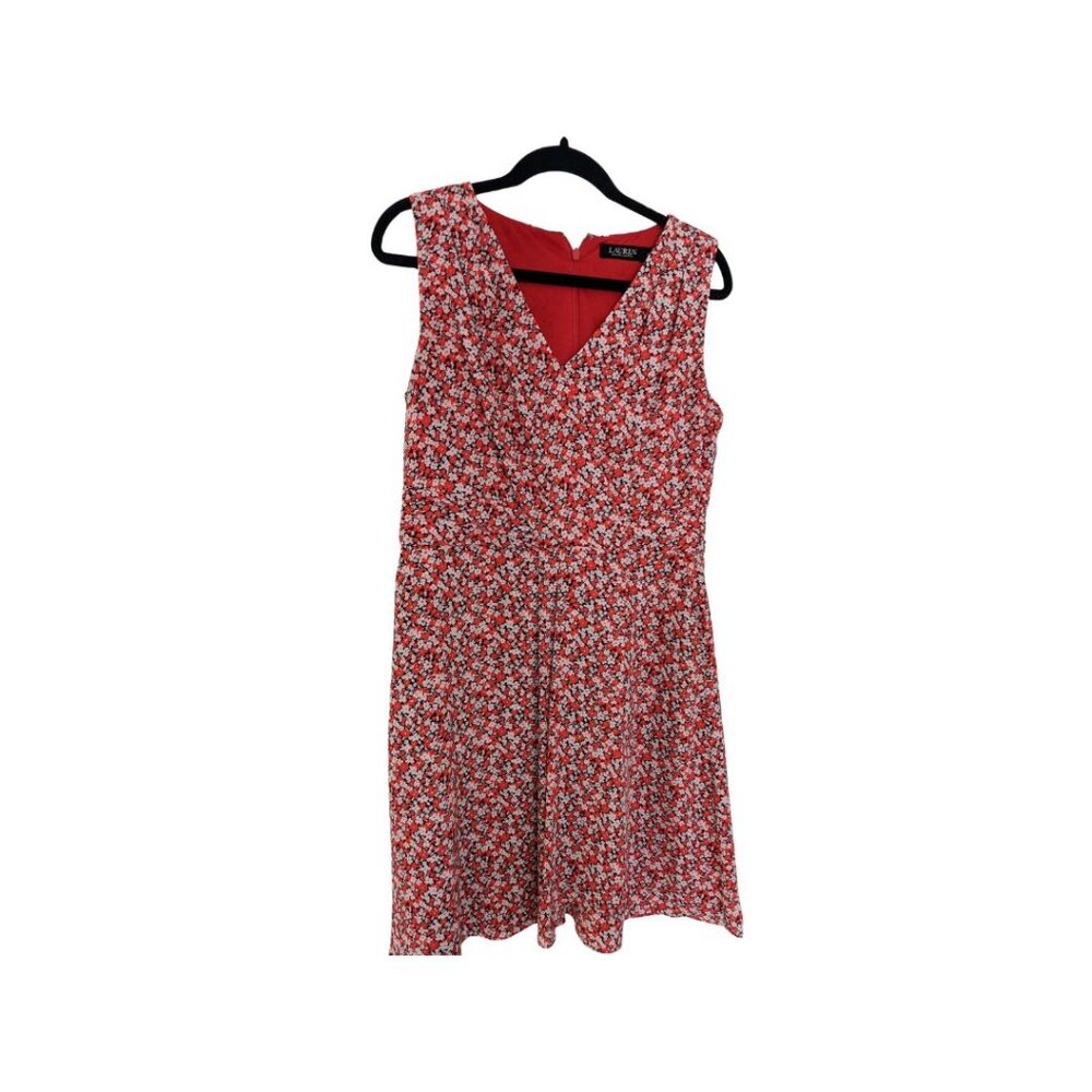 Lauren Ralph Lauren Red Floral Sleeveless Fit & Flare Dress